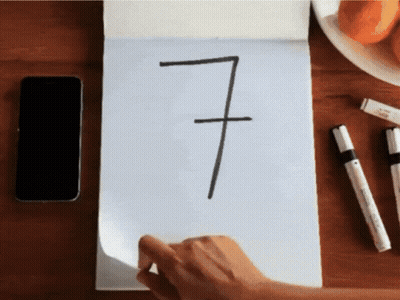 Person Drawing Number Seven On Paper GIF