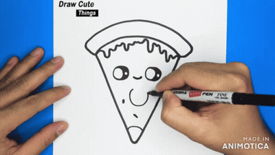 Person Drawing Pizza Slice With Zebra Fine Marker GIF