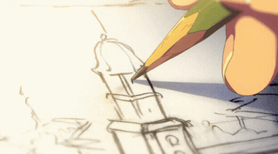 Person Drawing Tower With Letter C GIF