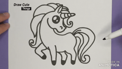Person Drawing Unicorn With Marker GIF