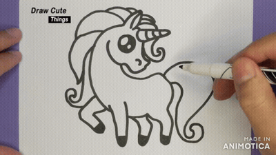 Person Drawing Unicorn With Marker GIF