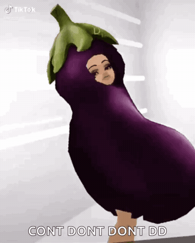 Person Dressed As Eggplant With Text GIF