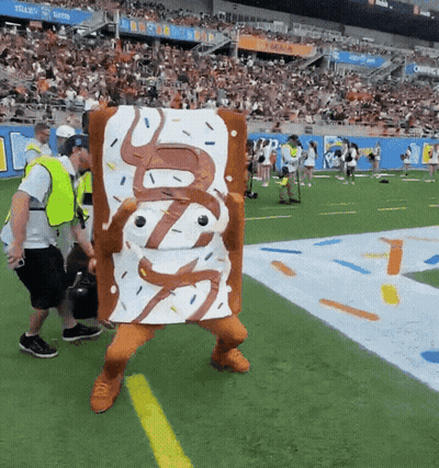 Person Dressed As Toaster Pastry With Snake GIF
