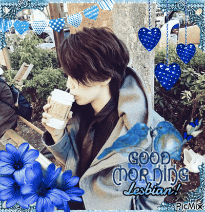 Person Drinking Coffee Saying Good Morning Lesbian GIF