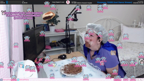 Person Eating Chocolate Pie on Twitch