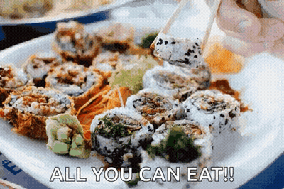 Person Eating Sushi With Chopsticks All You Can Eat GIF