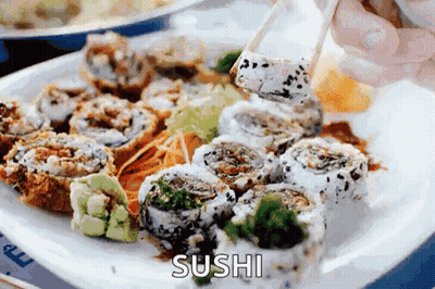 Person Eating Sushi With Chopsticks Sushi GIF