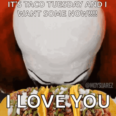 Person Eating Tacos Saying It's Taco Tuesday And I Want Some Now GIF