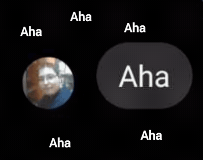 Person Face In Circle Next To Aha Button GIF