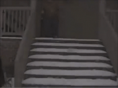 Person Falling Down Snowy Stairs GIF