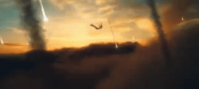 Person Falling From Cliff At Sunset GIF