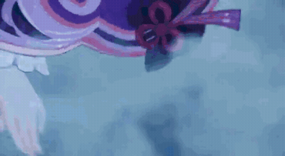 Person Feet In Video Game With Purple Dress And Red Bow GIF