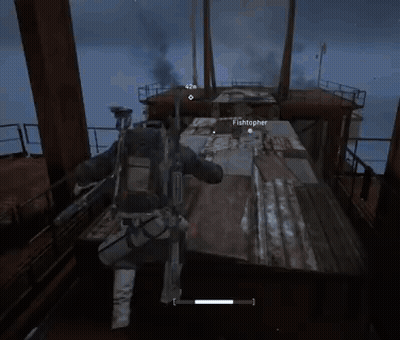 Person Flying Holding Gun In Video Game GIF