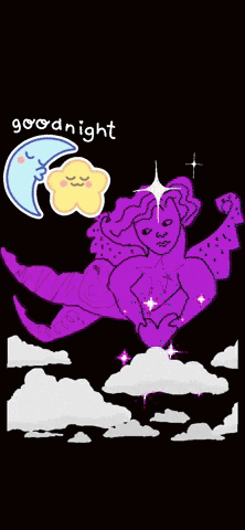 Person Flying In Sky Saying Goodnight GIF