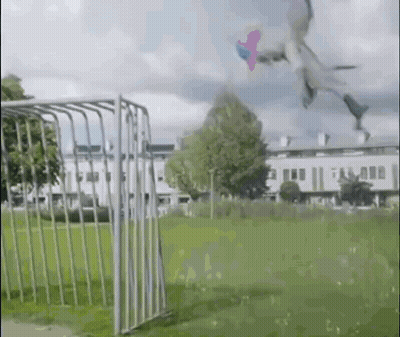 Person Flying Kite Over Soccer Goal GIF