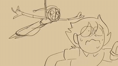 Person Flying Next to Another Making a Face