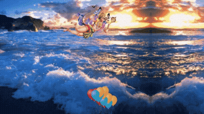 Person Flying Over Water At Sunset GIF