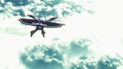 Person Flying Through Air With Purple Wing GIF