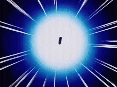 Person Flying Through Blue Light With White Lines GIF