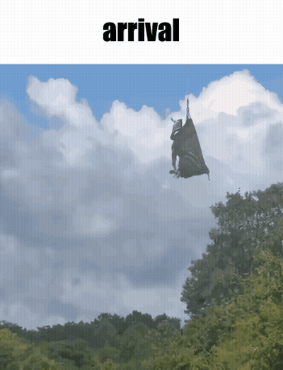 Person Flying With Arrival Above GIF