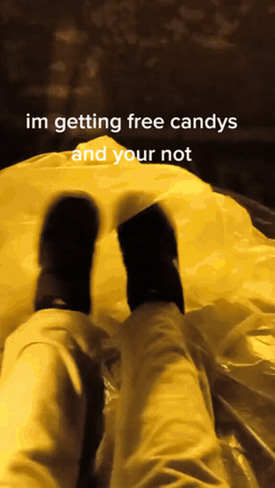 Person Getting Free Candy With Your Not Text GIF