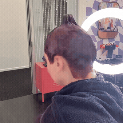 Person Getting Hair Dyed In Front Of Mirror With 200 GIF