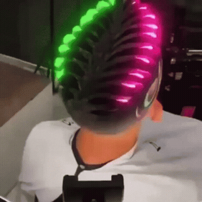 Person Getting Haircut With Lights GIF