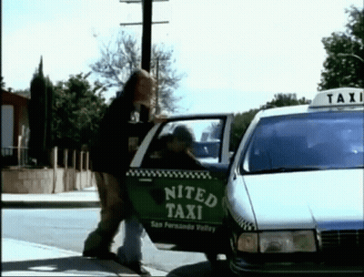 Person Getting Out Of Nited Taxi GIF