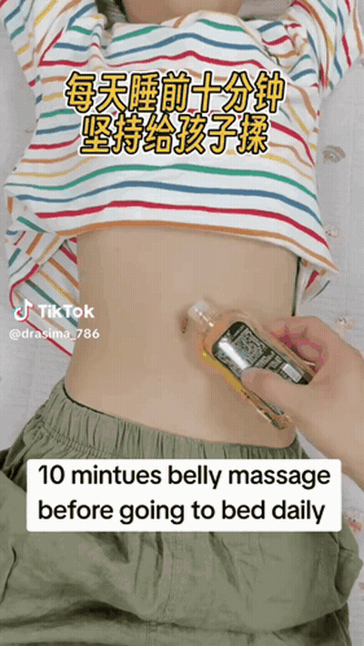 Person Giving Child Belly Massage Before Bed GIF