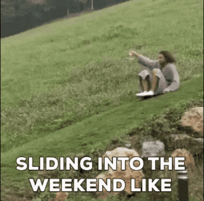Person Grassy Hill Sliding Into The Weekend Like GIF