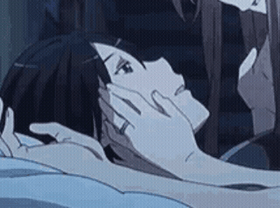 Person Holding Another's Head In Bed GIF