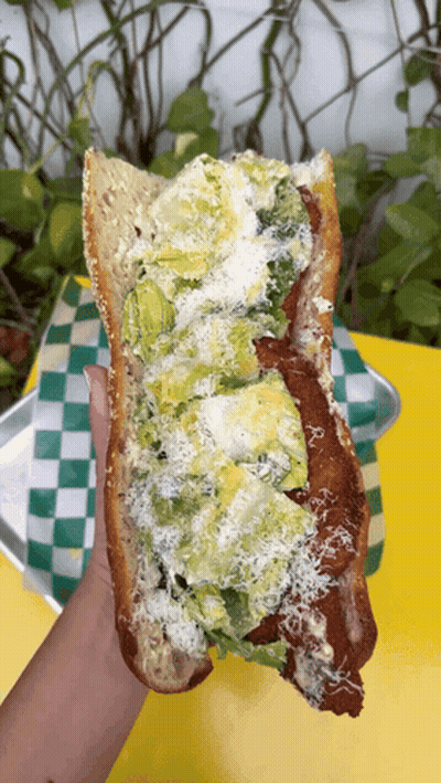 Person Holding Avocado Cheese Sandwich GIF