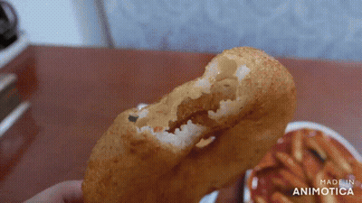 Person Holding Bitten Fried Food GIF