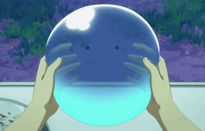 Person Holding Blue Sphere With Face GIF