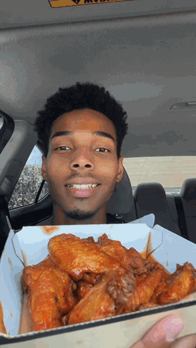 Person Holding Bowl Of Fried Chicken GIF