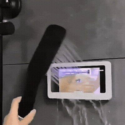 Person Holding Cell Phone Under Shower Spray GIF