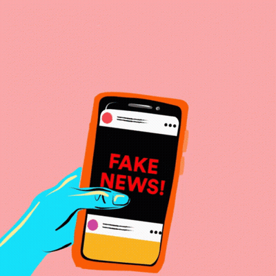 Person Holding Cell Phone With Fake News GIF