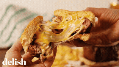 Person Holding Cheeseburger Delish GIF
