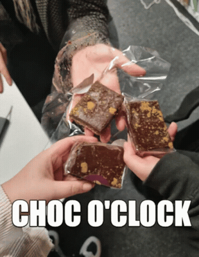 Person Holding Chocolate Saying Choc O'Clock GIF