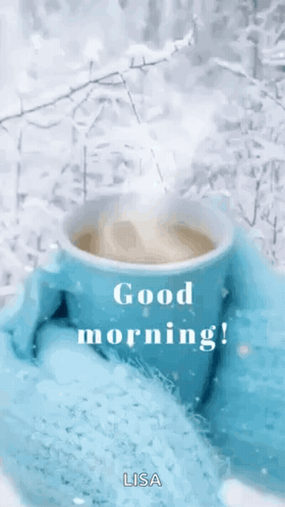 Person Holding Coffee In Snow GIF