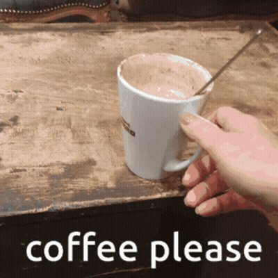 Person Holding Coffee Saying Coffee Please GIF