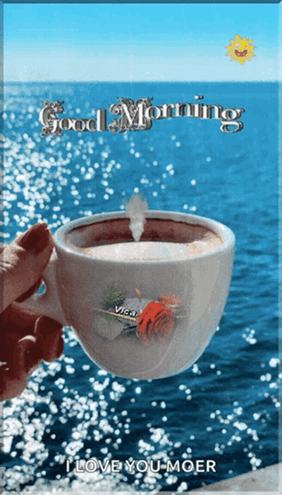Person Holding Coffee Saying Good Morning I Love You More GIF