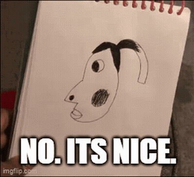 Person Holding Dog Drawing Saying No Its Nice GIF