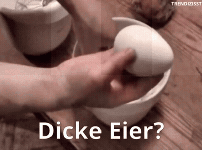 Person Holding Egg In Bowl Saying Dicke Eier GIF