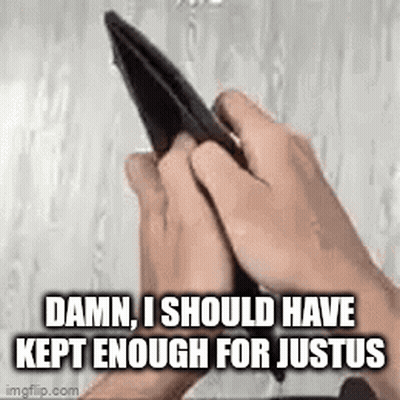 Person Holding Empty Wallet Saying Damn I Should Have Kept Enough For Justus GIF