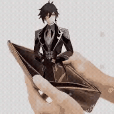 Person Holding Empty Wallet With Suit Man Inside GIF
