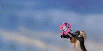 Person Holding Flying Cartoon Character GIF