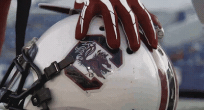 Person Holding Football Helmet With Gloves GIF