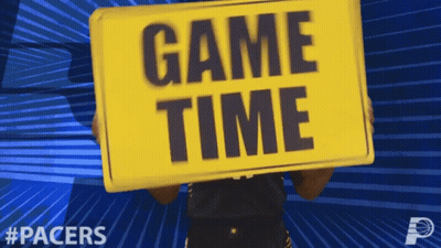 Person Holding Game Time Sign GIF