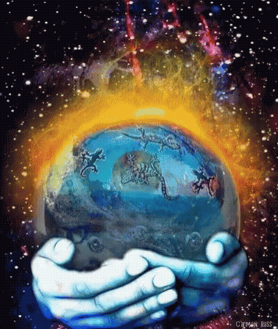 Person Holding Globe With Galaxy Background GIF